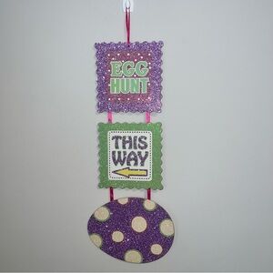 Purple and Green Glitter Easter Egg Hunt Sign
